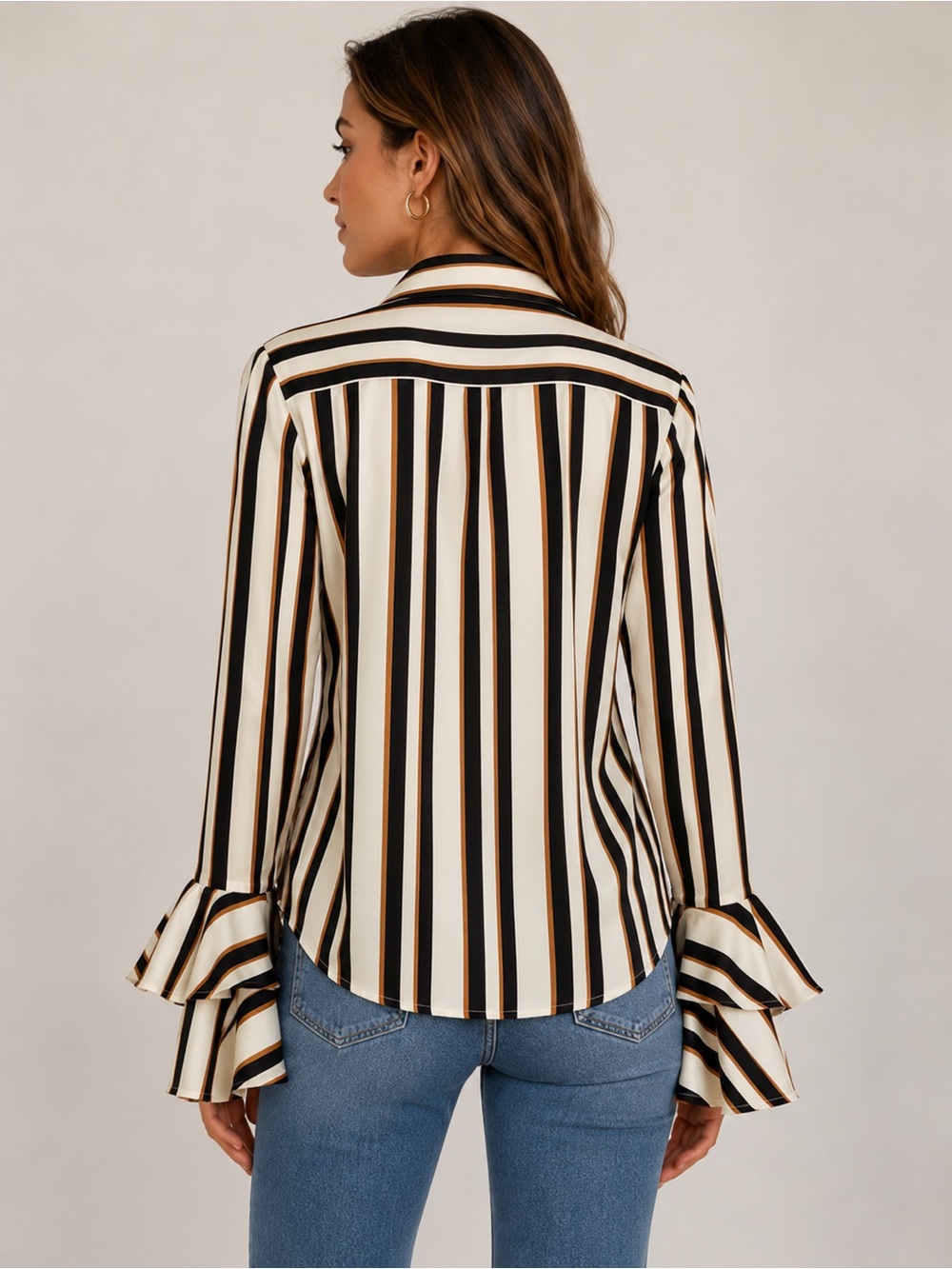 Striped Button-Up Blouse - Picture 2 of 4